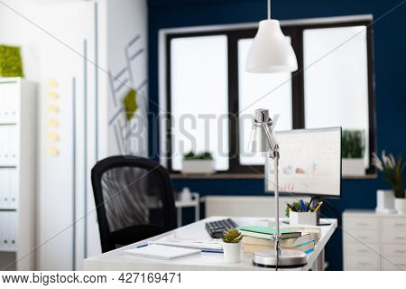 Modern Office Interior With Nobody In It For Business People To Work. Inside View Of Stylish Space O