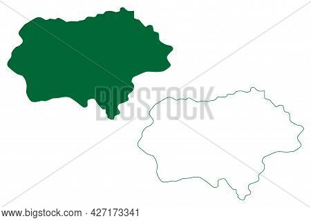 East Sikkim District (sikkim State, Republic Of India) Map Vector Illustration, Scribble Sketch East