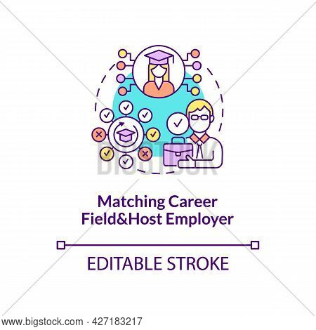 Matching Career Field And Host Employer Concept Icon. International Internship Procedure Abstract Id