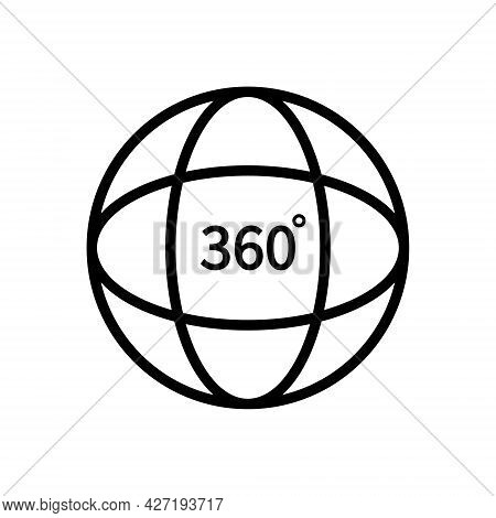 360 Degree View. Logo Of Tour, Globe And Vision. Line Icon For Video, Panorama Of Camera And Full Ro