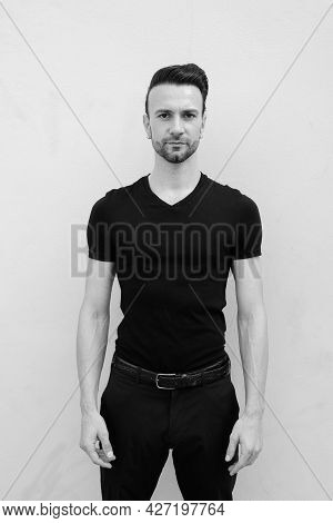 Black And White Portrait Of Handsome Italian Man