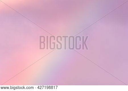 Rainbow Arc In Pink Clouds ,celestial Phenomenon ,colorful Beautiful Crosses The Sky , Morning After