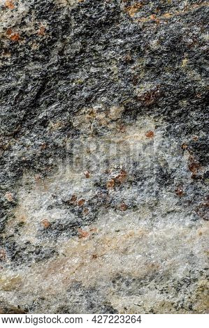 Mineral Gabbro. A Structure Of A Rock On Fracture Close-up