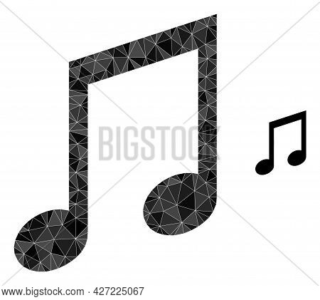 Triangle Music Notes Polygonal Symbol Illustration. Music Notes Lowpoly Icon Is Filled With Triangle