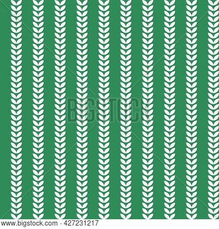 Pattern Seamless Leaves Shevron Geometry In Retro Style. Vintage Floral Background. Simple Vector Il