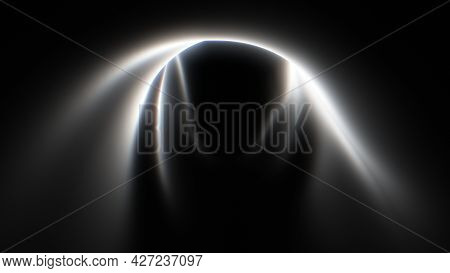 An Abstract Background Formation Of Black And White Glowing Fractal Over Black Background.