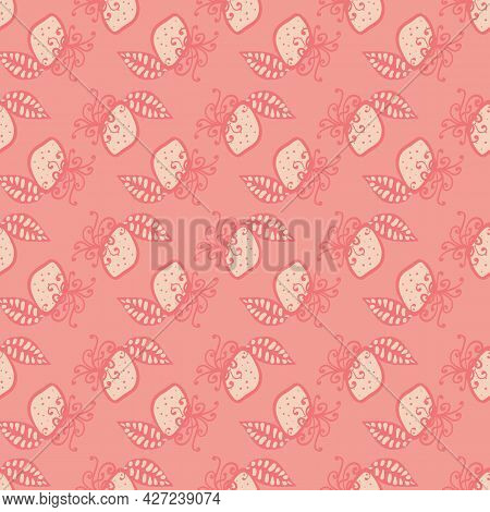 Pastel Pink Lemon Fruits Seamless Vector Pattern