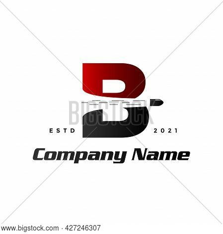 Modern And Simple Illustration Logo Design Initial B Combine With Bullet Shot.