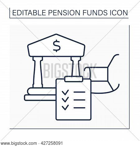 Claim Line Icon. Pretension To Government, State. Detailed Summary Claim. Pension Fund Concept. Isol