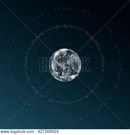 Aesthetic earth universe background in gradient gray and blue