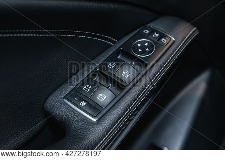 Novosibirsk, Russia - July 07, 2021:   Mercedes-benz Gla-class, Interior Of Modern Car. Side Door Bu