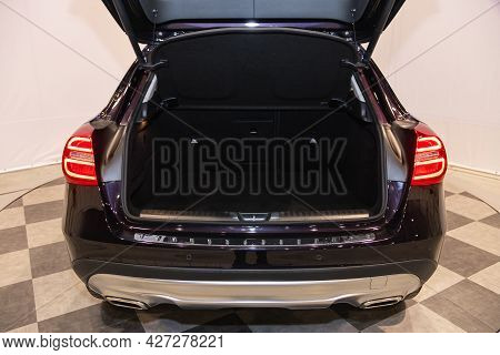 Novosibirsk, Russia - July 07, 2021:   Mercedes-benz Gla-class, Big Trunk Open In A Suv Car.