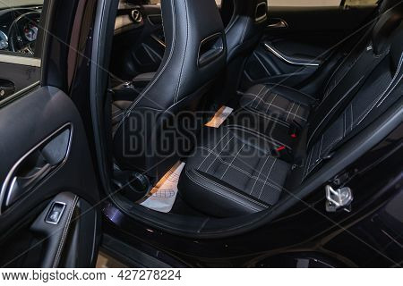 Novosibirsk, Russia - July 07, 2021:   Mercedes-benz Gla-class, Comfort Car Inside. Clean Car Interi