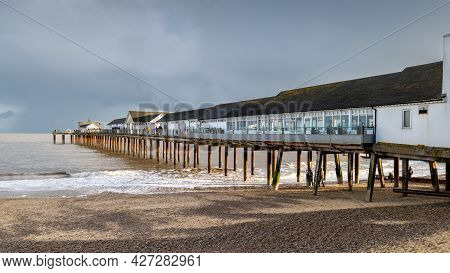 A View Of Southwold Pier At Sunset On A Cold Autumn Evening