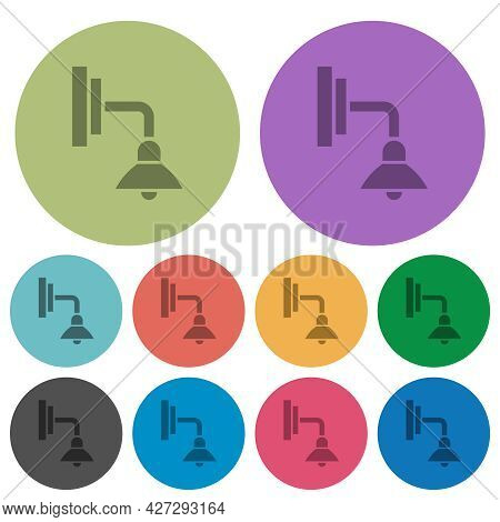 Wall Lamp Darker Flat Icons On Color Round Background