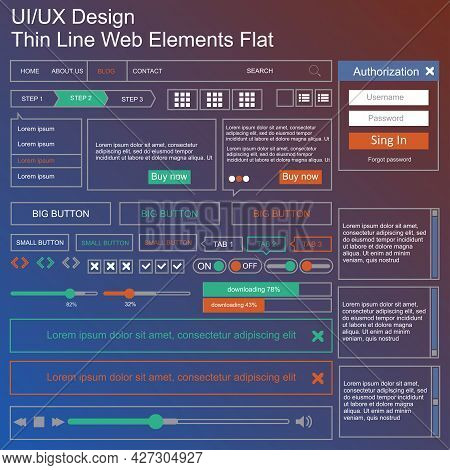 Vector Ui Ux Kit For Mobile Applications And Web Sites. Universal User Interface Template With Respo