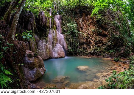 Wang Tong Waterfall Located In Buatong Waterfall And Chet Si Fountain National Park, Chiang Mai, Tha