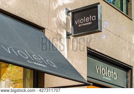 Madrid, Spain - May 12, 2021: Facade Of Violeta By Mango Store In Madrid, Spain. Mango Is A Spanish 
