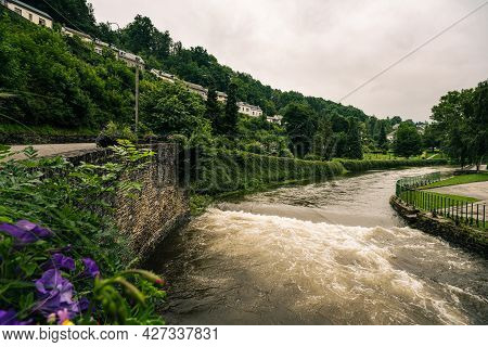 The Ourthe River In Houffalize, Province Of Luxemburg, Belgian Ardennes