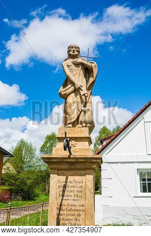 Borovnicka, Czech Republic - May 16, 2021. Statue Of John The Baptist