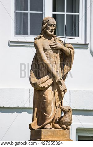 Borovnicka, Czech Republic - May 16, 2021. Statue Of John The Baptist