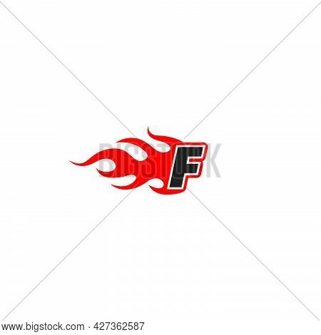 F Letter  With Fire Vector Icon Design  Concept