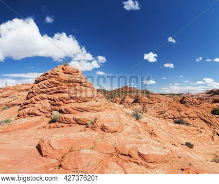 Vivid sandstone formation in Coyote Buttes North. These formations could be seen in Paria Canyon-Vermilion Cliffs Wilderness between the towns of Kanab, Utah and Page, Arizona. USA. 
