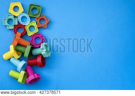 Colorful Details Of The Designer, Geometric Shapes. Mock Up Background. Empty Space For Your Text.