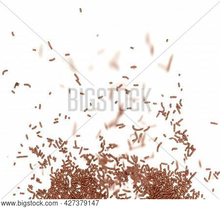 Typical Dutch Chocolate Sprinkles Falling (hagelslag), Used On Bread, Cake Or Desserts
