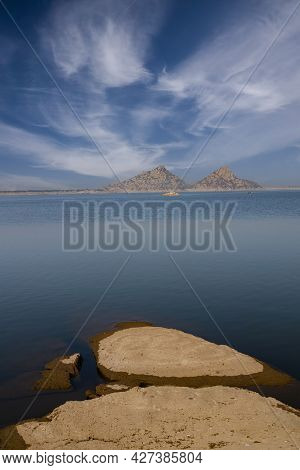 View Of Rocky Mountains And Clouds From The Banks Of Jawai Dam At Jawai In Rajasthan India