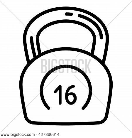 Kettlebell 16 Kg Icon. Outline Kettlebell 16 Kg Vector Icon For Web Design Isolated On White Backgro