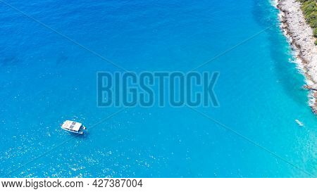 Summer Ionian Sea Coast Top View With Beaches, Albania