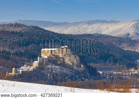 Orava castle, winter landscape, Orava region Slovakia