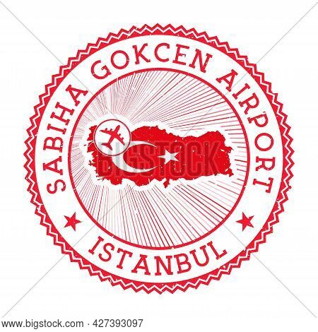 Sabiha Gokcen Airport Istanbul Stamp. Airport Logo Vector Illustration. Istanbul Aeroport With Count