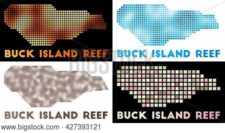 Buck Island Reef Map. Collection Of Map Of Buck Island Reef In Dotted Style. Borders Of The Island F