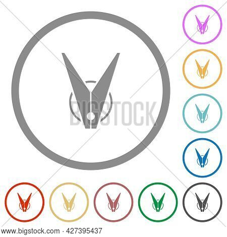 Clothespin Flat Color Icons In Round Outlines On White Background