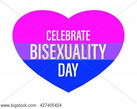 Celebrate Bisexuality Day. Hearts With Bisexual Pride Flag Isolated On White Background. Festival Of