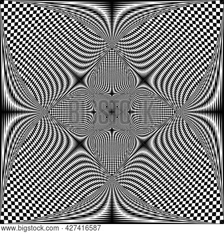 Intersected Spyral Trajectory Chess Butterfly Illusion Abstract Background Black On Transparent