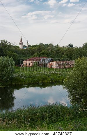 Beautiful Summer Landscape At A Pond, Vladimirskiy Area, Russia