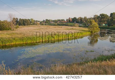 Beautiful Summer Landscape At A Pond, Vladimirskiy Area, Russia