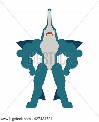 Strong Sawfish. Powerful Marine Predator. Saw Fish Strongman