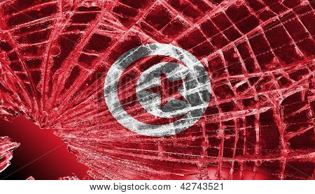Broken Glass Or Ice With A Flag, Tunesia