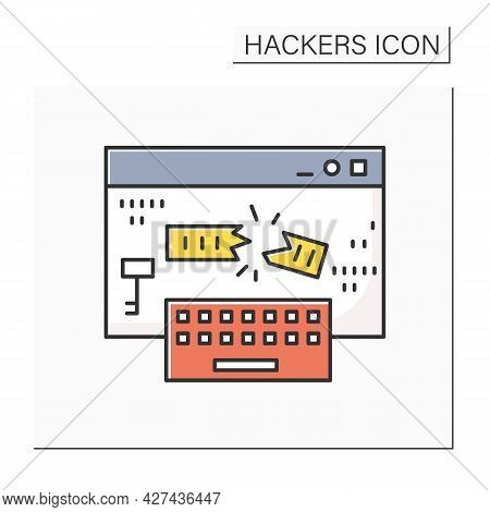 Keylogger Color Icon. Keyboard Input Logger Injection. Concept Of Safe Internet Browsing And Hacker 