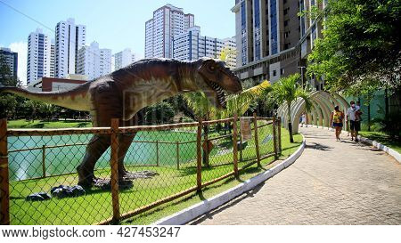 Dinosaur Sculpture In Park