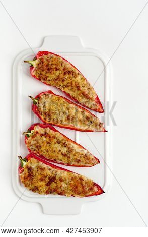 Large Baked Stuffed Red Pepper Halves