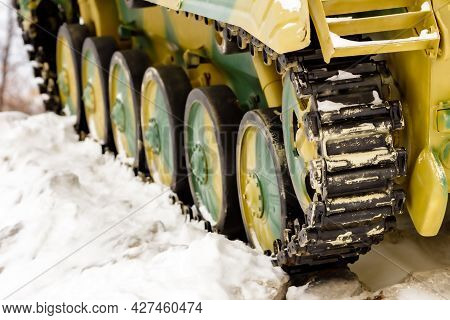 Ractor In The Snow Military Equipment In Winter, Military Exercises In Winter