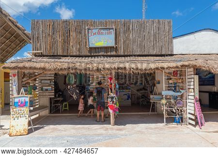 Handmade Souvenir Stand With Various Oroducts, Mahahual, Costa Maya, Mexico