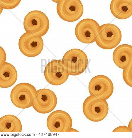 Food Seamless Pattern Made From Traditional Swedish And Scandinavian Christmas Saffron Buns Lussekat