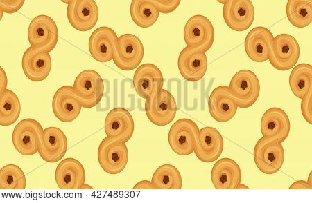 Food Seamless Pattern Made From Traditional Swedish And Scandinavian Christmas Saffron Buns Lussekat