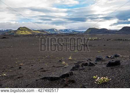 Dark Lava Desert - Great Vastness In Iceland Highlands